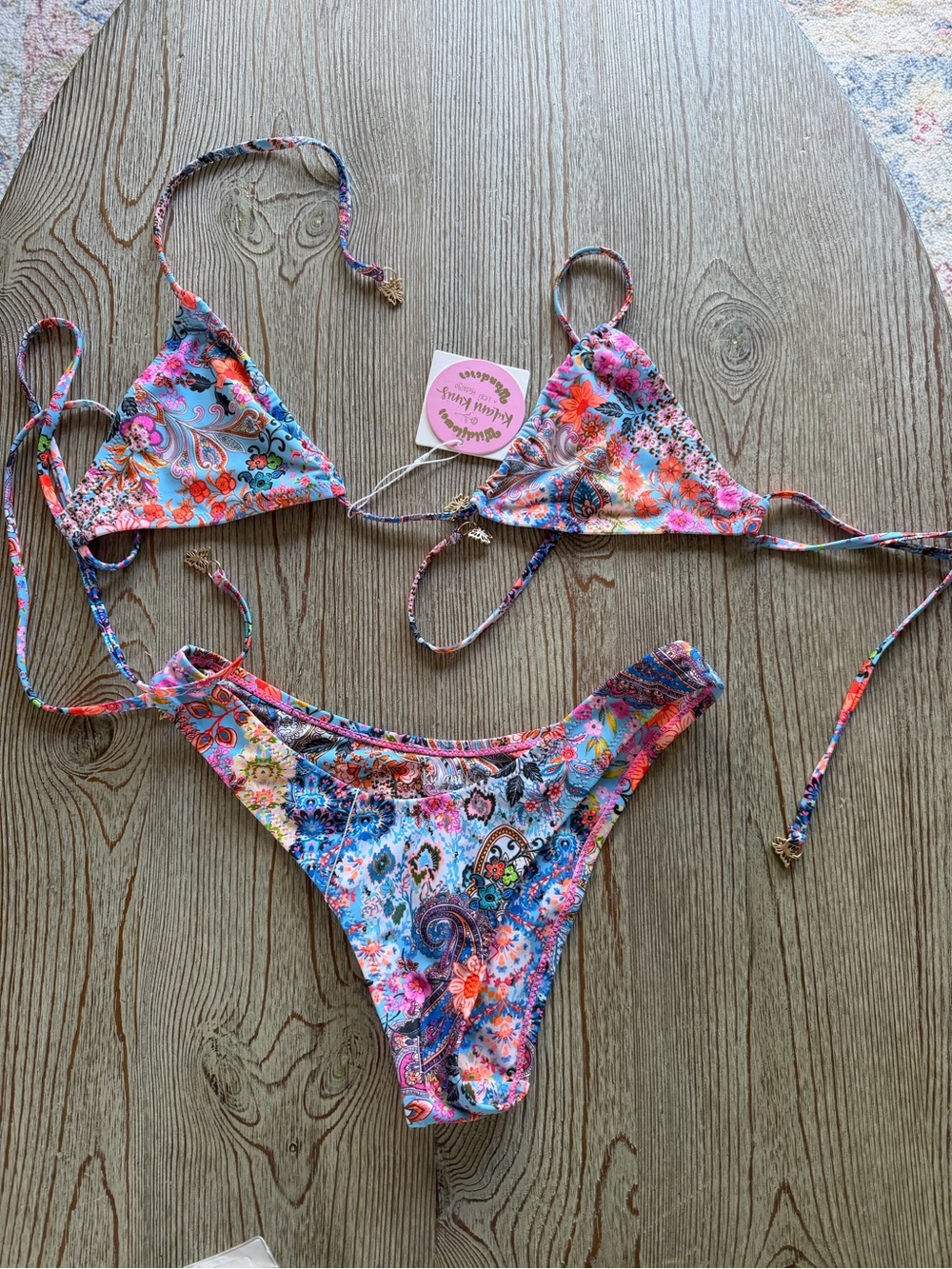 Kulani Kinis Multicolor Floral Paisley Triangle Bikini